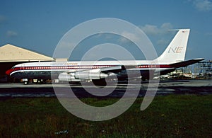 National Express Boeing B-707 at the hangar between flights