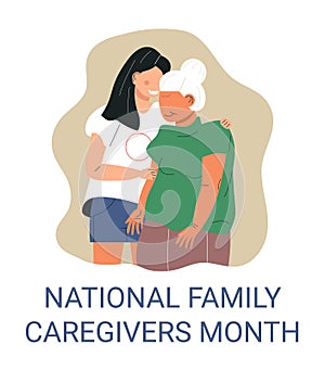 National Family caregivers month vector. Medical, social event is observed each year during November