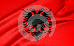 National flag Albania, Albania flag, fabric flag Albania, 3D work and 3D image
