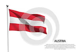 National flag Austria waving on white background