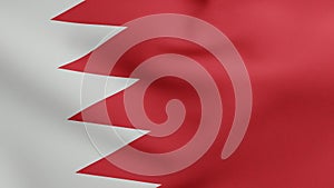 National flag of Bahrain waving 3D Render, alam al Bahrayn or Flag of the Kingdom of Bahrain textile symbolize the five