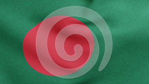 National flag of Bangladesh waving 3D Render, Bangladesh flag designed by Quamrul Hassan and based on similar flag used