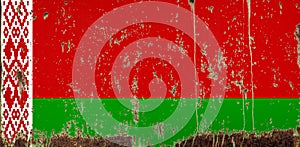 National flag of Belarus on metal texture