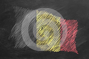 National Flag of Belgium. Chalk drawn illustration.