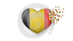 National flag of Belgium in heart illustration. With love to Belgium country. The national flag of Belgium fly out small hearts on