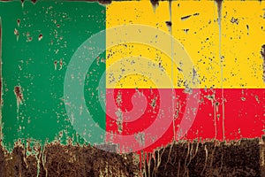 National flag of Benin on metal texture
