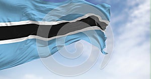 National flag of Botswana waving in the wind on a clear day