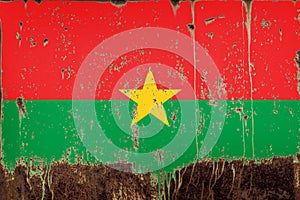 National flag of Burkino Faso on metal texture