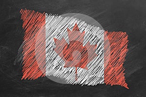 National Flag of Canada. Chalk drawn illustration.