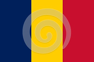 National flag of Chad original size and colors vector illustration, Drapeau du Tchad or Flag of the Republic of Chad