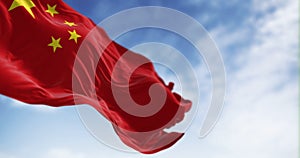 National flag of China waving on a sunny day
