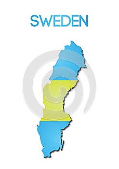 National flag color of Sweden in map gradient design