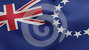 National flag of Cook Islands waving 3D Render, Cook Islands Ensign flag textile, coat of arms Cook Islands independence