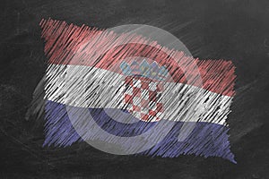 National Flag of Croatia. Chalk drawn illustration.