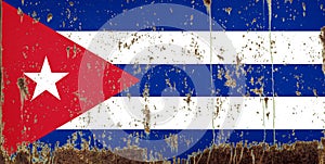 National flag of Cuba on metal texture