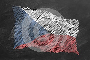 National Flag of Czech Republic. Chalk drawn illustration.