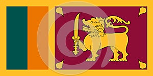 National Flag Democratic Socialist Republic of Sri Lanka - vector, Ceylon, Sinha or Lion Flag