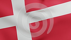 National flag of Denmark waving 3D Render, Dannebrog with white Scandinavian cross textile, flag kings of Denmark has photo