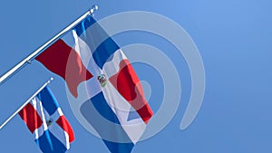 The national flag of Dominican Republic flutters in the wind