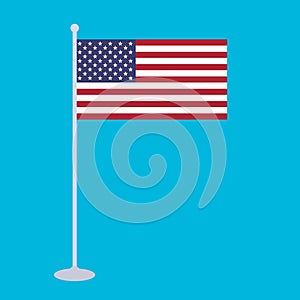 The national flag and flagstaff of United States of America vector illustration.