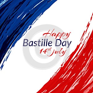 The national flag of France Blue white and red stripes grunge texture Happy Bastille Day 14 july Patriotic watercolor background
