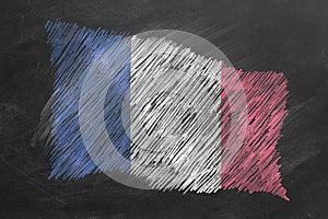 National Flag of France. Chalk drawn illustration.