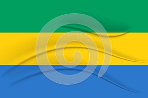 National flag of Gabon with silk effect. African Gabon flag. 3D illustration
