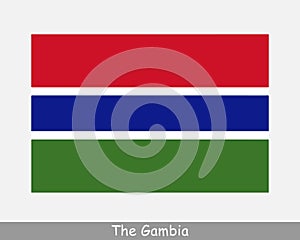 National Flag of The Gambia. Gambian Country Flag. Republic of the Gambia Detailed Banner. EPS Vector Illustration Cut File