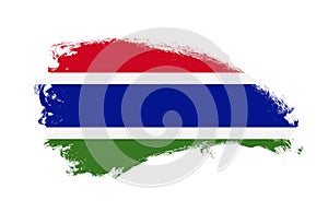 National flag of Gambia painted with stroke brush on isolated white