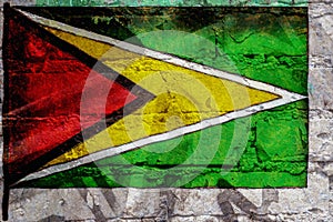 National flag on the graffiti - brick wall