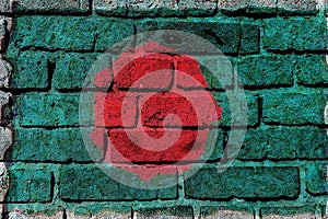 National flag on the graffiti - brick wall