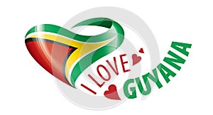 National flag of the Guyana in the shape of a heart and the inscription I love Guyana. Vector illustration