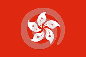 National Flag Hong Kong Special Administrative Region of the People`s Republic of China HKSAR, Hong Kong, stylised, white, five