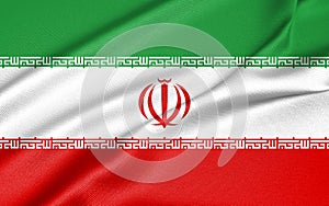 National flag Iran, Iran flag, fabric flag Iran, 3D work and 3D image photo