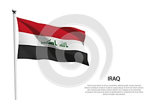 national flag Iraq waving on white background