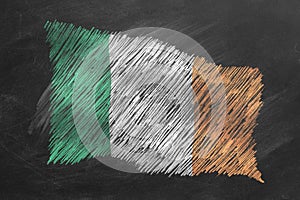 National Flag of Ireland. Chalk drawn illustration.