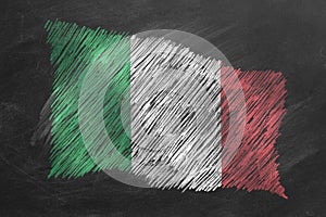 National Flag of Italy. Chalk drawn illustration.