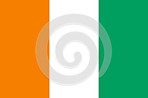 National flag of the Ivory Coast. The main symbol of an independent country. An attribute of the large size of a democratic state