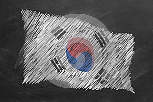 National Flag of Korea. Chalk drawn illustration.