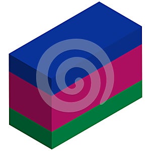 National flag of Kuban Peoples Republic - Isometric 3d rendering.