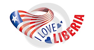 The national flag of the Liberia and the inscription I love Liberia. Vector illustration