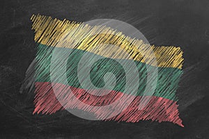 National Flag of Lithuania. Chalk drawn illustration.