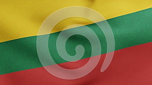 National flag of Lithuania waving 3D Render, Lietuvos veliava Lithuanian flag, Republic of Lithuania flag textile