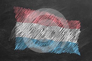 National Flag of Luxembourg. Chalk drawn illustration.