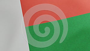 National flag of Madagascar waving original size and colors 3D Render, sainani Madagasikara or drapeau de Madagasca flag