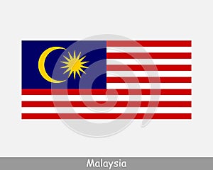 National Flag of Malaysia. Malaysian Country Flag Detailed Banner. EPS Vector Illustration Cut File