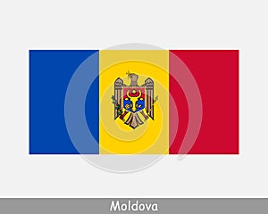 National Flag of Moldova. Moldovan Country Flag. Republic of Moldova Detailed Banner. EPS Vector Illustration Cut File