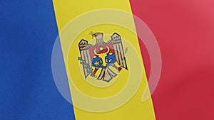 National flag of Moldova waving original colors 3D Render, Republic of Moldova flag textile or Drapelul Moldovei, coat