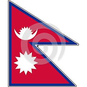 National flag of Nepal. Illustration with signs.