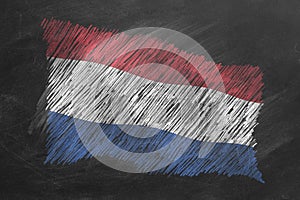 National Flag of the Netherlands. Chalk drawn illustration.